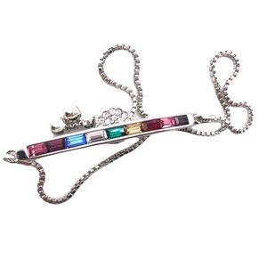 Colored Gemstone Block Chain Bracelet